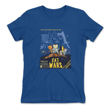 Cat Wars - May The Cat Mint Be With You Womens T-Shirt in Royal color